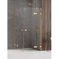 New Trendy Avexa Gold Shine kabina prysznicowa 100 cm kwadratowa złoty połysk/szkło przezroczyste EXK-1702