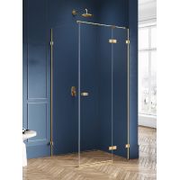 New Trendy Avexa Gold Brushed kabina prysznicowa 100x100 cm kwadratowa prawa złoty szczotkowany/szkło przezroczyste EXK-1759