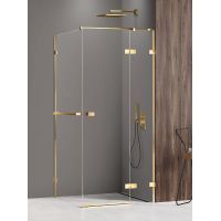 New Trendy Avexa Gold Shine kabina prysznicowa 100x120 cm prostokątna prawa złoty połysk/szkło przezroczyste EXK-3209