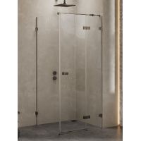 New Trendy Avexa kabina prysznicowa 90x80 cm prostokątna prawa gunmetal szczotkowany/szkło przezroczyste EXK-3355