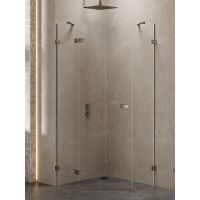 New Trendy Avexa kabina prysznicowa 80x80 cm pięciokątna lewa gunmetal szczotkowany/szkło przezroczyste EXK-3829