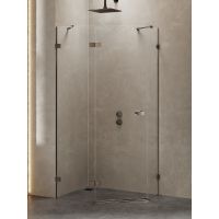 New Trendy Avexa kabina prysznicowa 100x80 cm pięciokątna lewa gunmetal szczotkowany/szkło przezroczyste EXK-3837