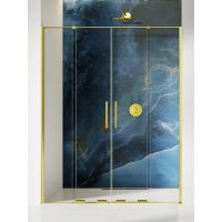 New Trendy Smart Light Gold drzwi prysznicowe 140 cm rozsuwane złoty połysk/szkło przezroczyste EXK-4223
