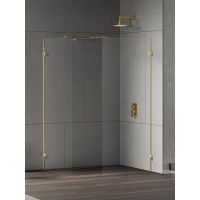 New Trendy Eventa Gold Shine kabina prysznicowa walk-in 130x100 cm prostokątna złoty połysk/szkło przezroczyste EXK-4881