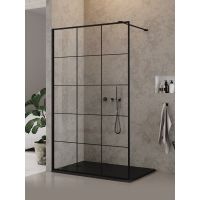New Trendy New Modus Black ścianka prysznicowa walk-in 110 cm czarny mat/szkło ze wzorem EXK-5549