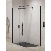 New Trendy New Modus Black kabina prysznicowa walk-in 130x100 cm prostokątna czarny mat/szkło przezroczyste EXK-5637
