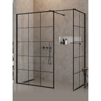 New Trendy New Modus Black kabina prysznicowa walk-in 140x90 cm prostokątna czarny mat/szkło ze wzorem EXK-5647