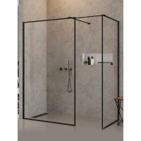 New Trendy New Modus Black kabina prysznicowa walk-in 130x120 cm prostokątna czarny mat/szkło przezroczyste EXK-5661