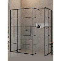 New Trendy New Modus Black ścianka prysznicowa walk-in 90 cm czarny mat/szkło ze wzorem EXK-6961