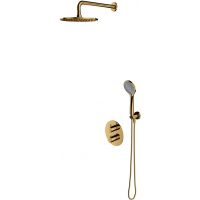 Omnires Y zestaw prysznicowy podtynkowy termostatyczny z deszczownicą złoty połysk SYSYT05GL