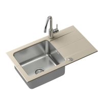 Zestaw Quadron Edward 111 zlewozmywak granitowo-stalowy 78x44 cm z baterią Kate Kate beż/stal FUS_E7844BE_3623500BS