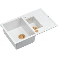 Quadron Morgan 156 zlewozmywak 78x50 cm GraniteQ snow white/miedź HB8224U1-C1_P2O