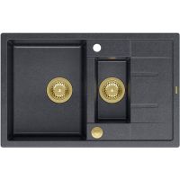 Quadron Morgan 156 zlewozmywak 78x50 cm GraniteQ black diamond/złoty HB8224U8-G1_P2O