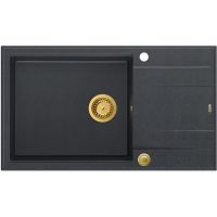 Quadron Evan 136 XL zlewozmywak 86x50 cm GraniteQ black diamond/złoty HCQE58650U8_PVDG1_P2O