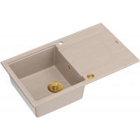 Quadron Evan 111 zlewozmywak GraniteQ 86x50 cm beż/elementy złote HCQE8650U2_PVDG1_P2O