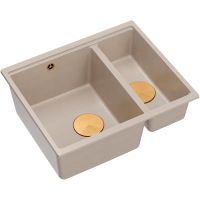 Quadron Logan 150 zlewozmywak GraniteQ 55x46 cm beż/elementy miedziane HCQL5646U2-C1_U