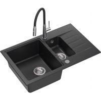 Quadron Peter zlewozmywak z baterią czarny/stal HCQP57850CZK_3922505BSBL