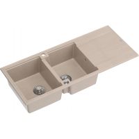 Quadron Evan 121 zlewozmywak GraniteQ 116x50 cm beż/elementy stalowe HQE11650U2_BS_P2O