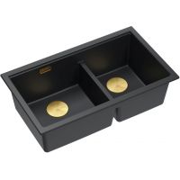 Quadron Logan 120 zlewozmywak GraniteQ 76x45 cm pure carbon/elementy złote HQL7645U7_PVDG1_U
