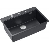 Quadron Marc 110 FM zlewozmywak 75x49 cm GraniteQ black diamond/elementy stalowe HQM7650U8_FM_BS