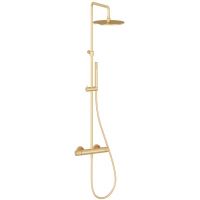 Ravak Espirit zestaw prysznicowy ścienny termostatyczny z deszczownicą złoty szczotkowany X070614