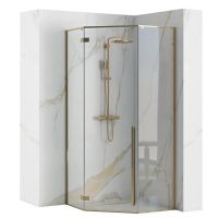 Rea Diamond Gold kabina prysznicowa 100x100 cm pięciokątna złoty/szkło przezroczyste REA-K6616