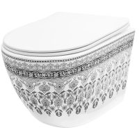 Rea Carlo Mini D.Grey Rimless miska WC wisząca z deską wolnooadającą biały/szary REA-C5000