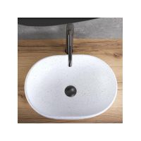 Rea Amelia umywalka 48x34,5 cm prostokątna nablatowa biała/kamień REA-U3001