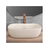 Rea Belinda umywalka 46,5x33 cm prostokątna nablatowa beżowa REA-U4000