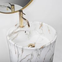 Rea Anya umywalka podłogowa 45x45 cm okrągła wolnostojąca szary/kamień REA-U5803