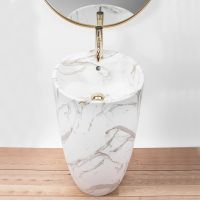 Rea Anya umywalka podłogowa 45x45 cm okrągła wolnostojąca szary/kamień REA-U5803