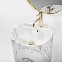 Rea Anya umywalka podłogowa 45x45 cm okrągła wolnostojąca szary/kamień REA-U5803