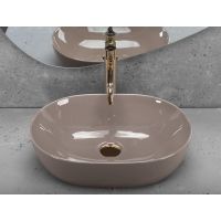Rea Lisa Beige Shiny umywalka 49x35 cm owalna nablatowa brąz/beż REA-U6380