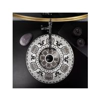 Rea Etno umywalka 40x40 cm okrągła nablatowa biała-czarna REA-U7500