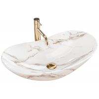 Rea Royal Lava umywalka 60x36 cm nablatowa owalna kamień REA-U8597