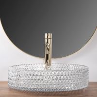 Rea Cristal umywalka 39x39 cm okrągła nablatowa transparentna REA-U8881