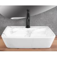 Rea Altea umywalka 45,5x36 cm półokrągła nablatowa biała imitacja kamienia REA-U9242