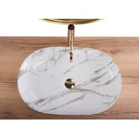 Rea Cleo umywalka 60,5x41 cm nablatowa owalna imitacja kamienia REA-U9656