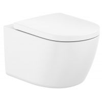 Zestaw Roca Meridian miska WC wisząca bez kołnierza ze spłukiwaniem wirowym z deską wolnoopadającą biały mat (A346747620, A801F92621)
