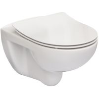 Roca Victoria miska WC wisząca Rimless bez kołnierza z deską wolnoopadającą Slim biała A34H398000