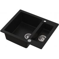 Ruvetti Signum zlewozmywak granitowy 60,5x49,5 cm czarny 3001S_BC1520_W