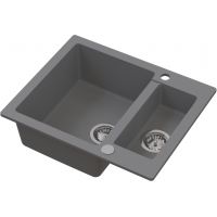 Ruvetti Signum zlewozmywak granitowy 60,5x49,5 cm szary 3001S_GR1520_W