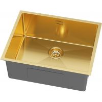 Ruvetti Stelio zlewozmywak stalowy z syfonem 54x44 cm złoty 5001S_PVD_GOLD60_P