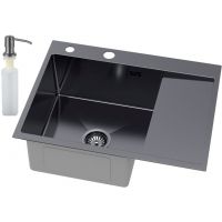 Ruvetti Linar zlewozmywak z dozownikiem 62x48 cm grafit 5002L_PVD_GRF120_WL