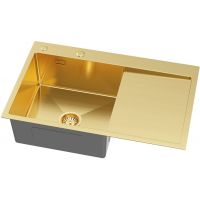 Ruvetti Masivo zlewozmywak z dozownikiem 78x49 cm złoty 5002M_PVD_GOLD160_WL