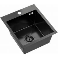 Ruvetti Look zlewozmywak stalowy 45x40 cm czarny 5003L_PVD_BL40_W