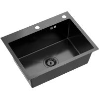 Ruvetti Look zlewozmywak stalowy 58x45 cm czarny 5003L_PVD_BL60_W