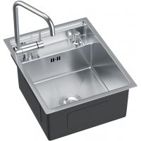 Ruvetti Larso zlewozmywak 50x40 cm stalowy z baterią stal/stal KSLARSO404050BS