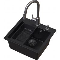 Ruvetti Frigo zlewozmywak 49x45 cm z baterią i akcesoriami czarny/stal LP_3200-FR4945BC_W