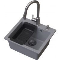 Ruvetti Frigo zlewozmywak 49x45 cm z baterią i akcesoriami szary/stal LP_3200-FR4945GR_W